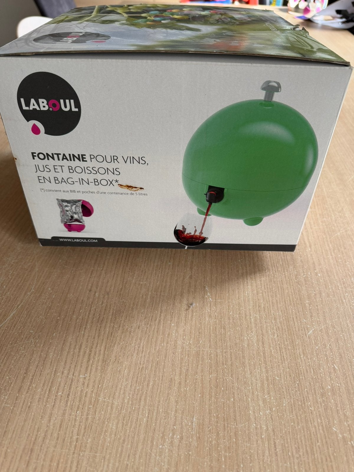 Laboul wijndispenser 5 liter, groen, Ophalen, Zo goed als nieuw, Kunststof