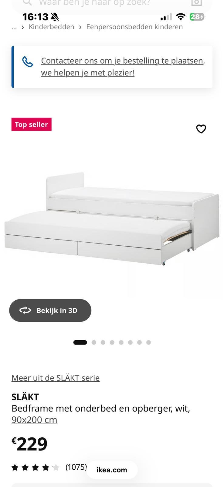 Ikea Slakt bed met matrassen luroy lattenbodem, Ophalen, 85 tot 100 cm, Gebruikt, Lattenbodem