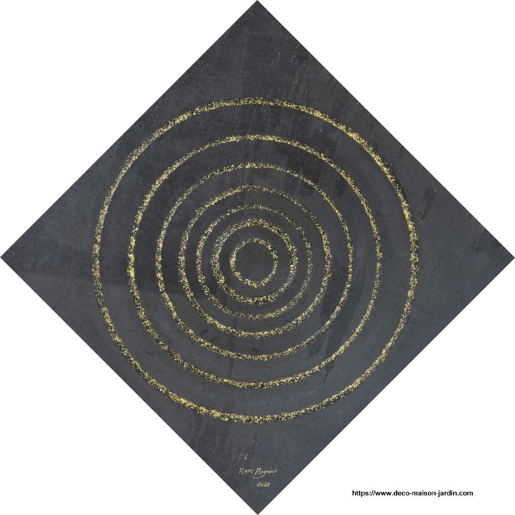 Tableau Peinture Moderne Or Véritable 22 carats sur Ardoise, Enlèvement ou Envoi