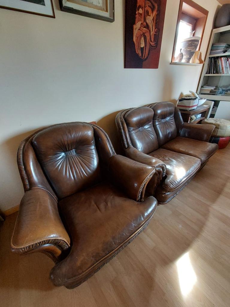 Leder salon  2 en 1 zit, Huis en Inrichting, Zetels | Complete zithoeken, Ophalen