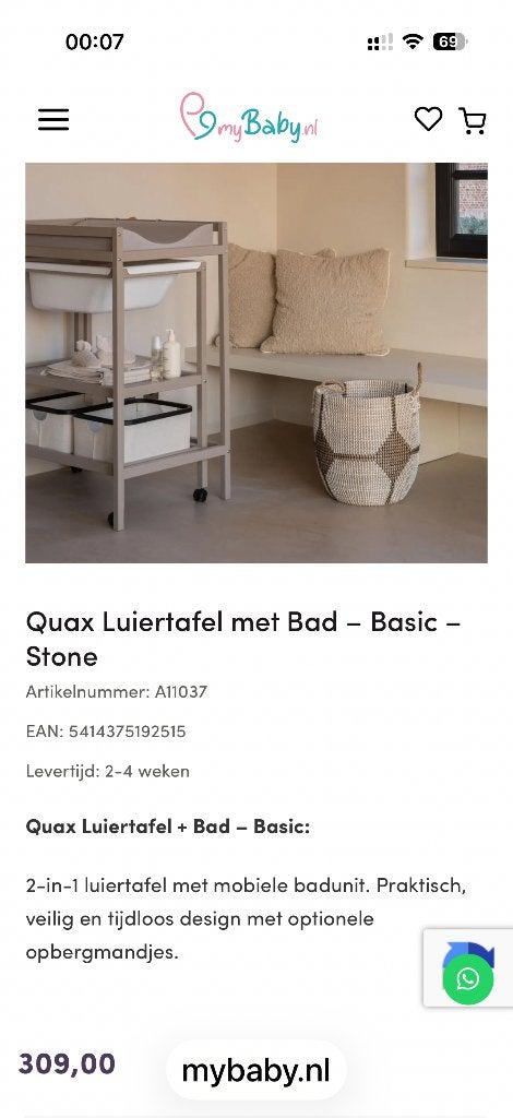 Baby was- en verzorgingstafel, Kinderen en Baby's, Ophalen, Nieuw, Badje, Overige merken