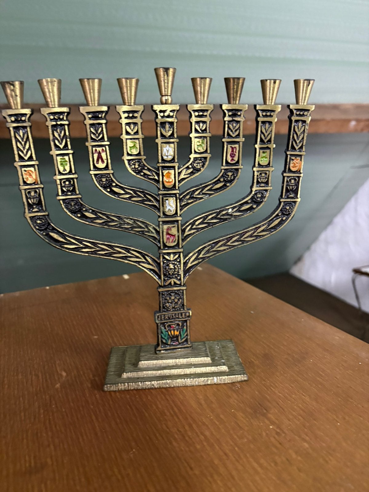 Israëlische Chanukia / Menora uit Jeruzalem – 20cm – Vintage, Ophalen
