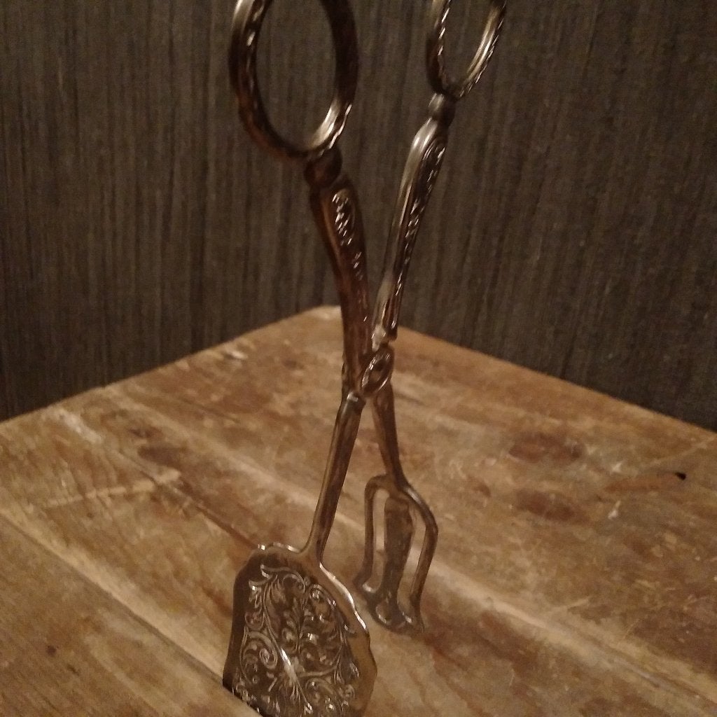 Stijlvolle vintage verzilverde gebak tang, Antiek en Kunst, Antiek | Keukengerei, Verzenden