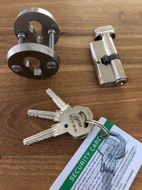 Veiligheidscilinder deur, Enlèvement, Comme neuf, Inox, Charnière