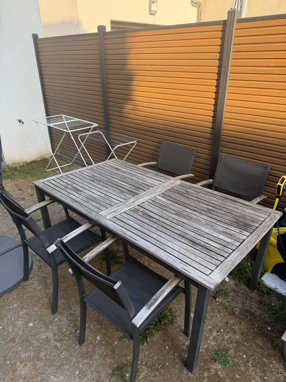 Terras tafel + 4 stoelen!, Ophalen, Zo goed als nieuw