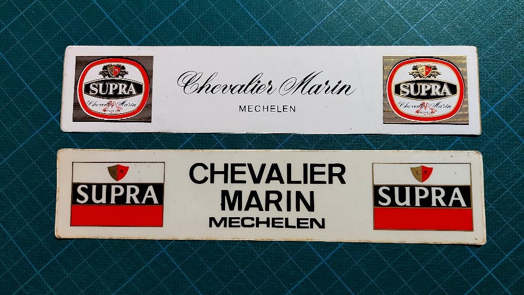 2x sticker - Supra brouwerij Chevalier Marin  - Mechelen, Collections, Marques & Objets publicitaires, Comme neuf, Autres types