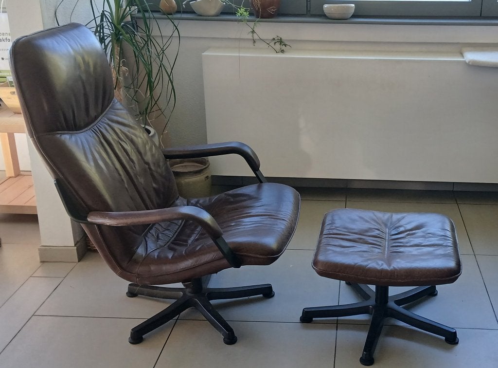 Lederen relax-set vintage, Ophalen, Gebruikt, 75 tot 100 cm, Leer