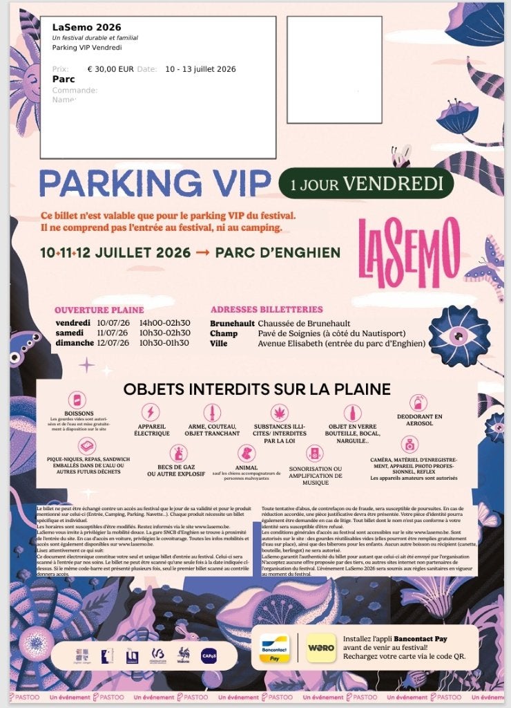 Place Parking VIP LASEMO, Tickets & Billets