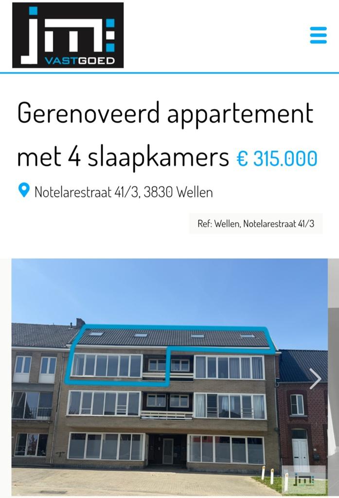 Duplex appartement 4 slaapkamers te koop te Wellen 3830, Immo