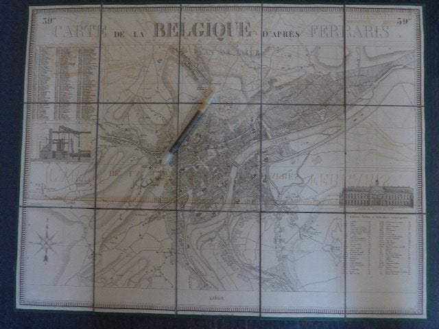 Liège , Plan de Ville - FERRARIS - situation 1777 /1830, Ophalen of Verzenden, Zo goed als nieuw