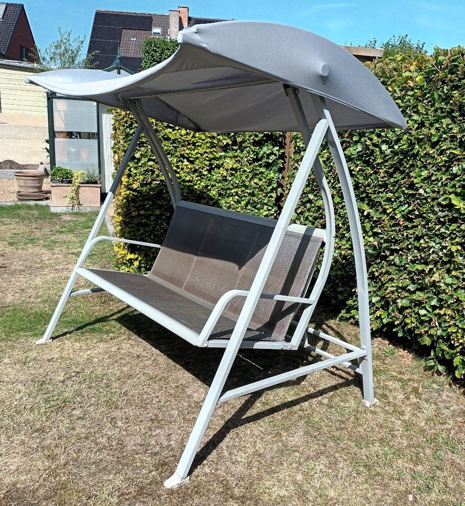 tuinschommelbank in heel goede staat voor 3 personen, Jardin & Terrasse, Bancs de jardin, Enlèvement, Utilisé, Aluminium, Balançoire