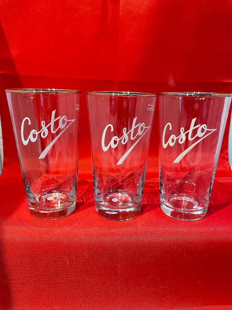 bierglazen Costa 25cm met gouden rand, Verzamelen, Ophalen of Verzenden, Gebruikt, Bierglas