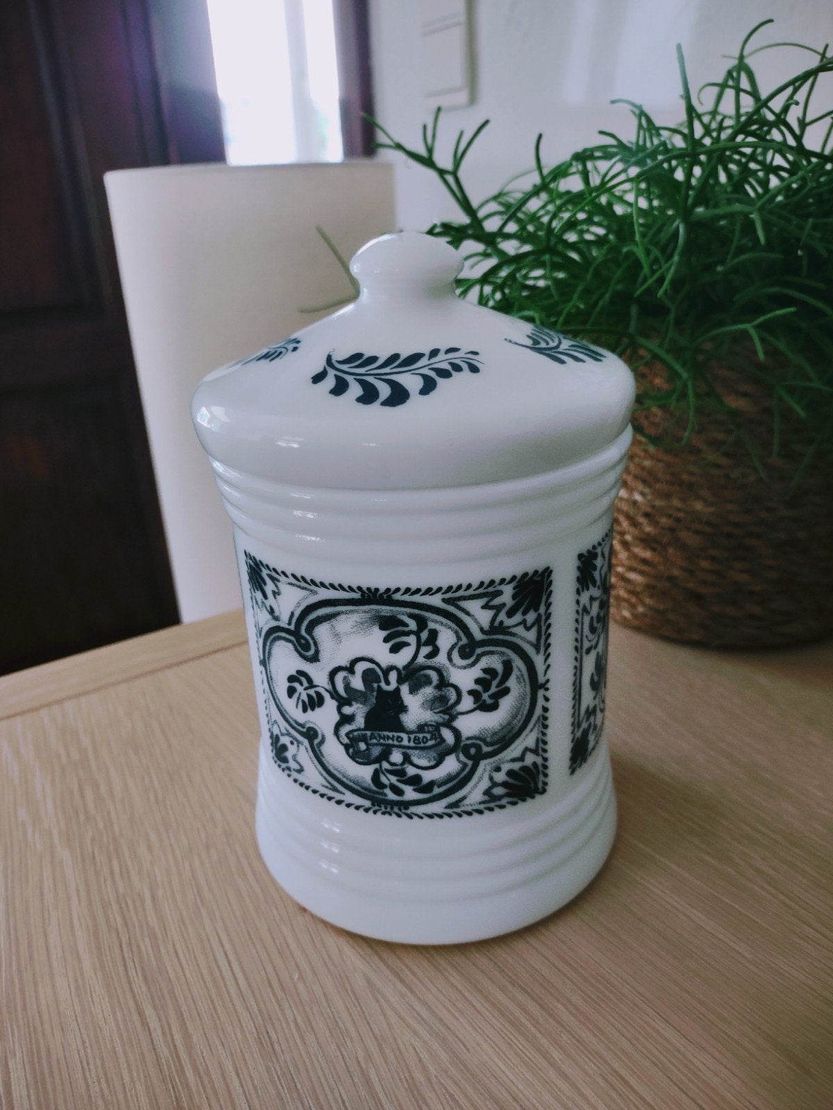 Vintage voorraad pot (Zwarte Kat)., Ophalen of Verzenden