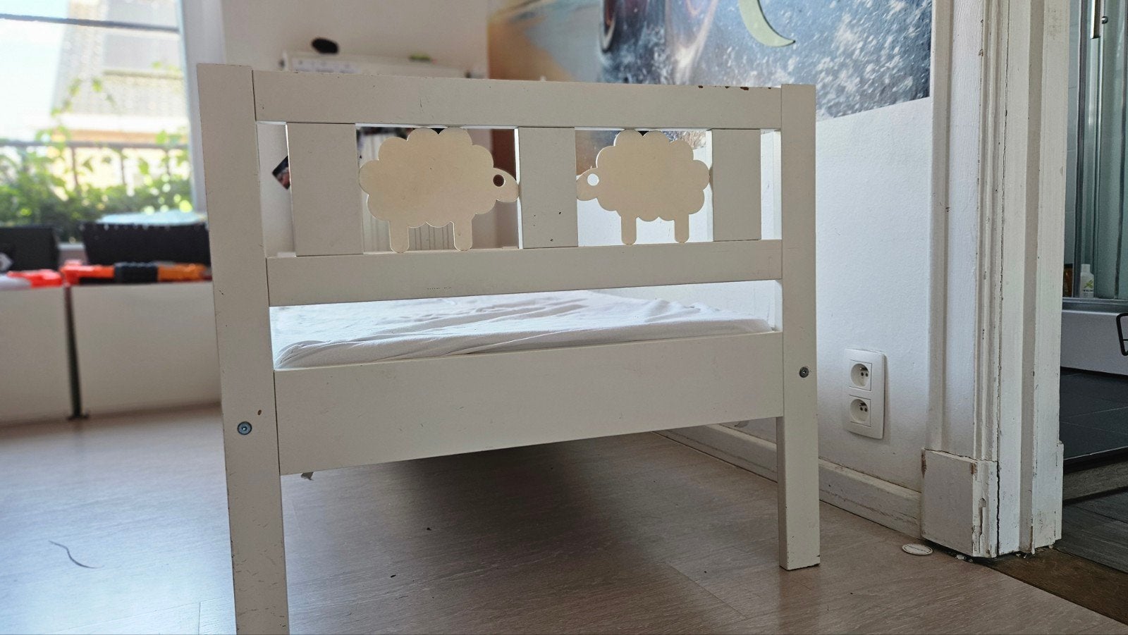 wit IKEA kleuterbedje 80x160cm, Gebruikt, 70 tot 85 cm, 140 tot 160 cm, Ophalen