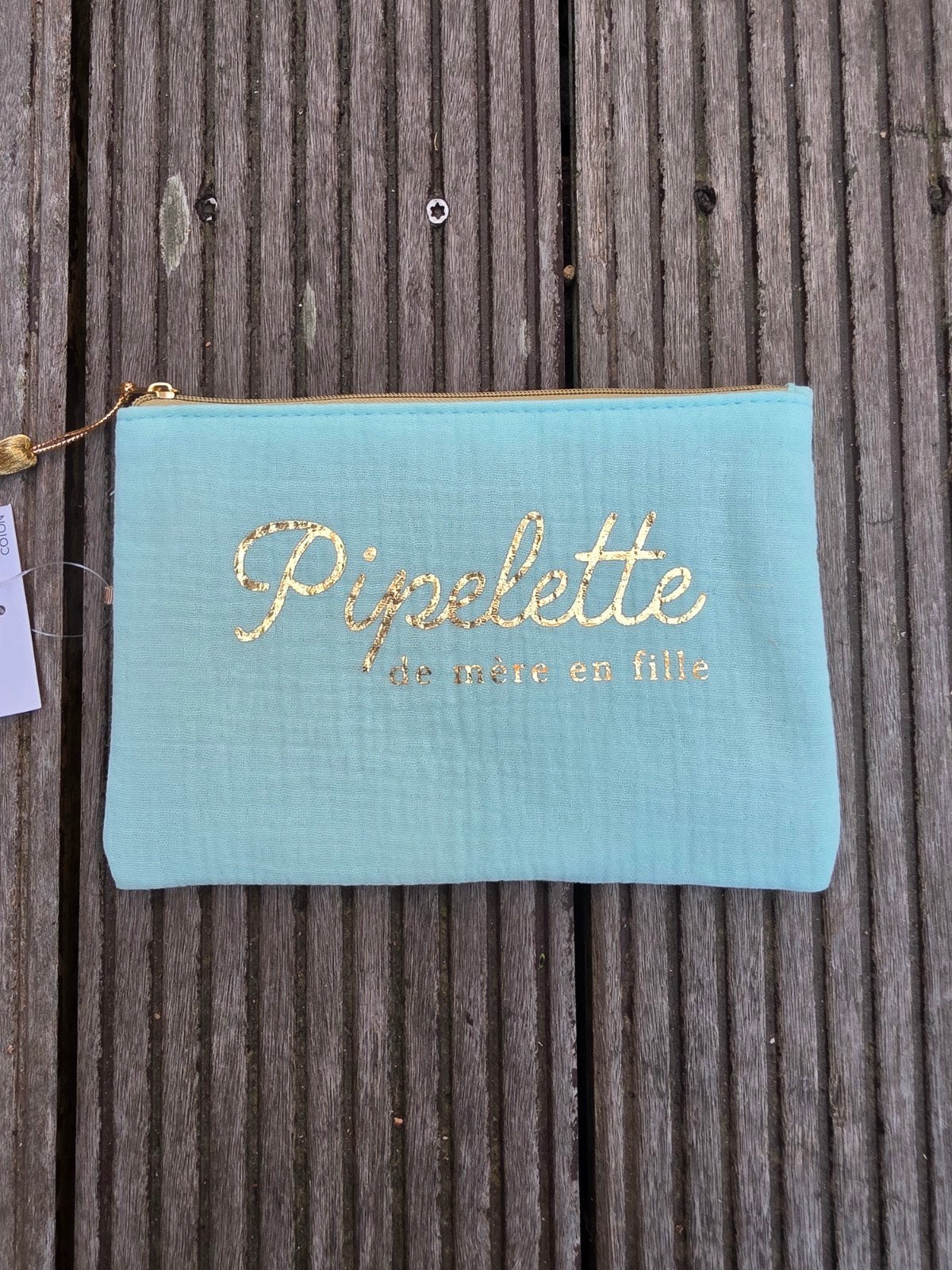 Dit nieuwe katoenen zakje — „Pipelette van moeder tot dochte, Handtassen en Accessoires, Toilettassen, Meisje, Goud, Ophalen of Verzenden