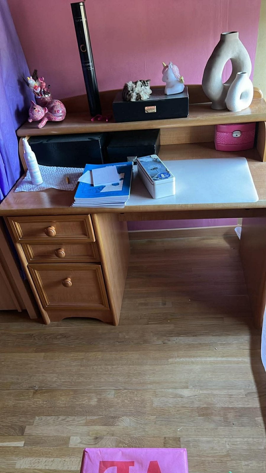 Massief eiken bureau, Maison & Meubles, Bureaux, Bureau d'écolier, 114 cm, Classique, 62 cm