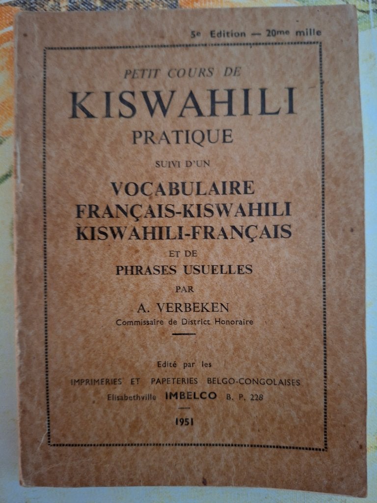 Kiswahili leerboek, Ophalen, A. Verbeken - Commissaire de district honoraire