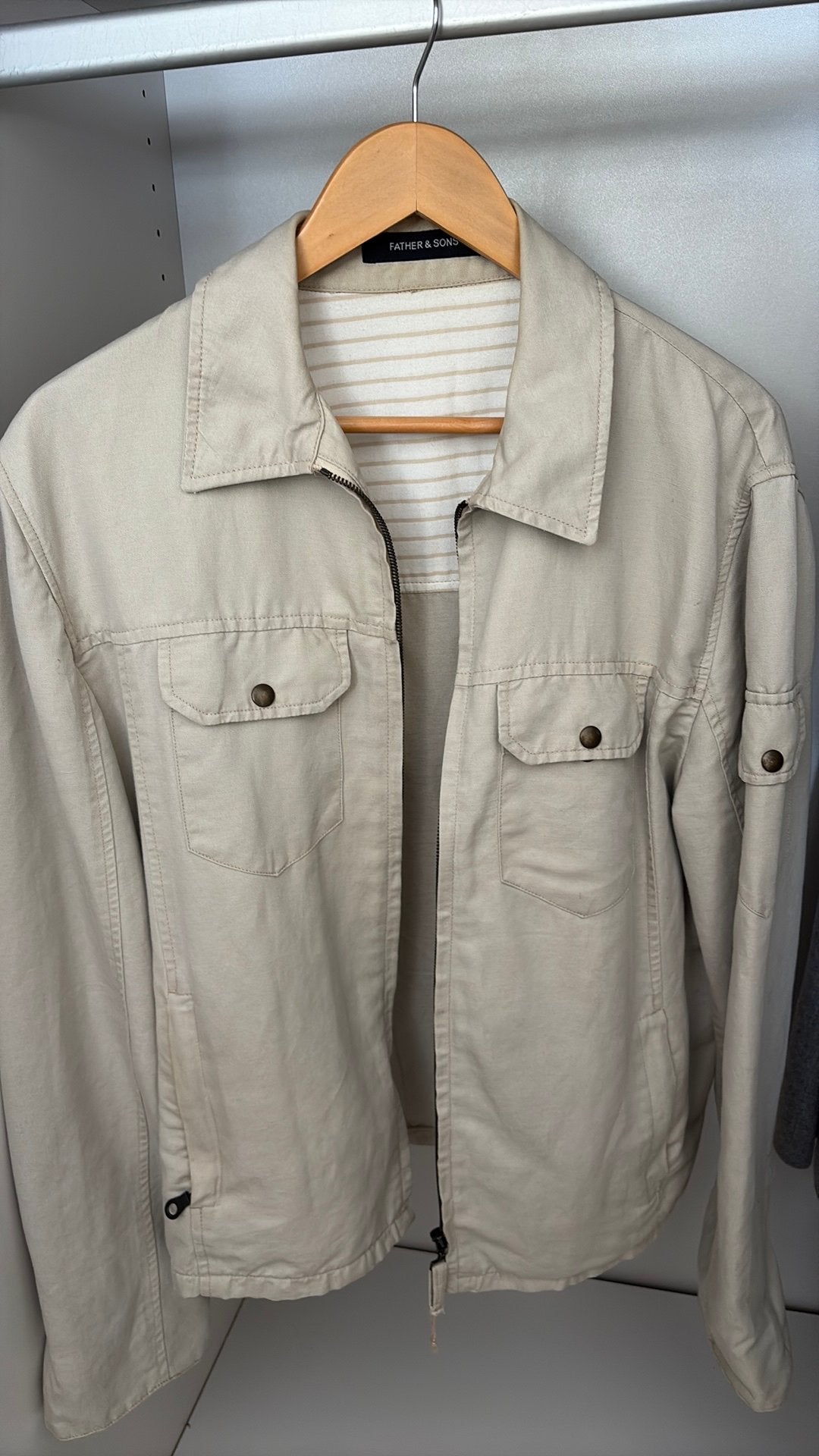 Veste father & sons, Kleding | Heren, Jassen | Zomer, Ophalen of Verzenden, Gedragen, Maat 52/54 (L), Beige
