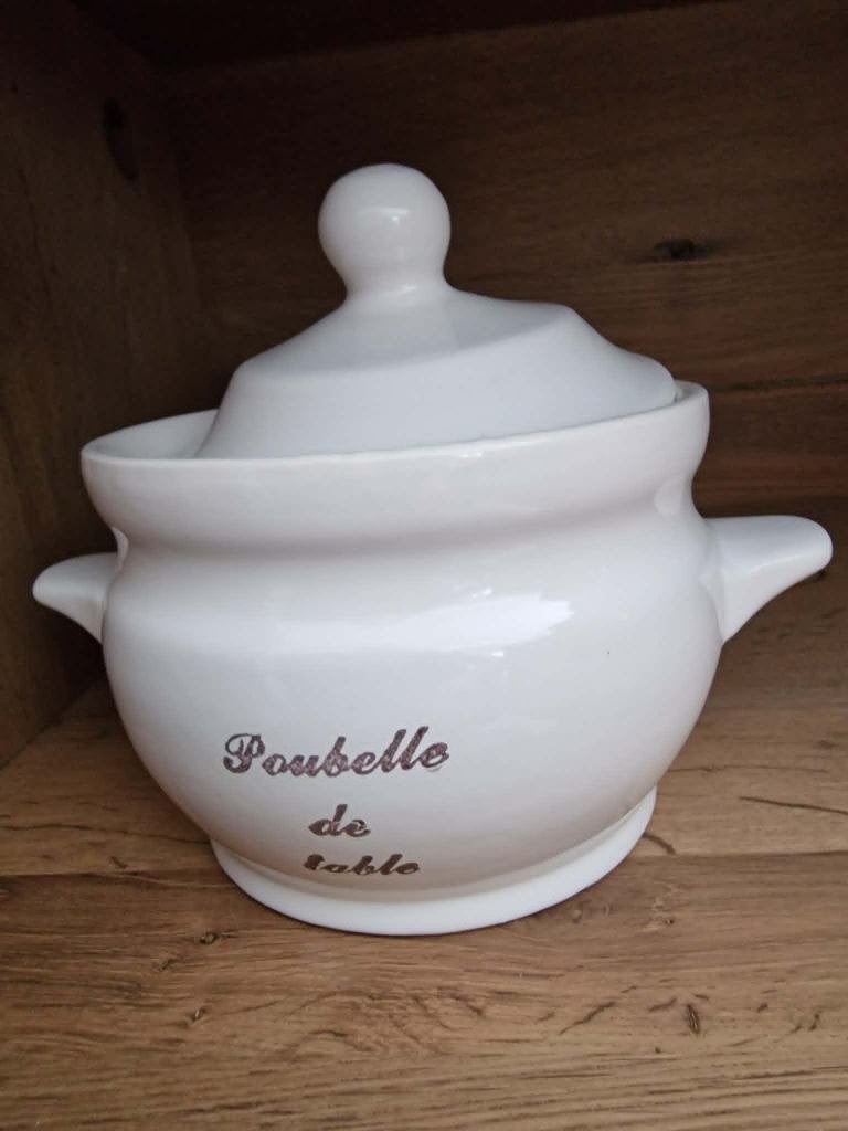 Poubelle de table en porcelaine blanche, Enlèvement, Comme neuf, Porcelaine