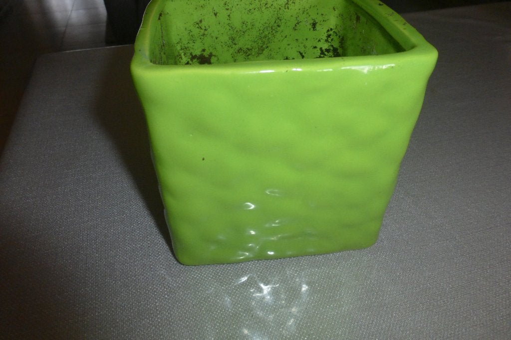 bloempot groen vierkant, Tuin en Terras, Bloempotten, Vierkant, Binnen, Ophalen of Verzenden, Minder dan 40 cm