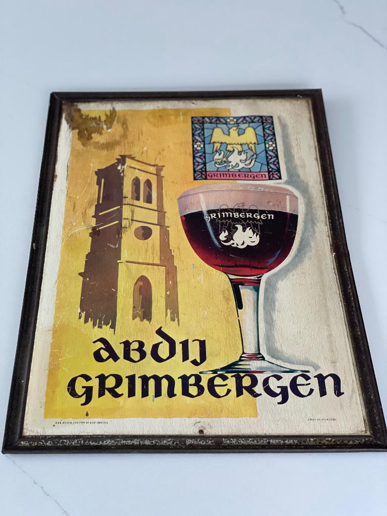 Oude bier reclame grimbergen bord, Verzamelen, Ophalen