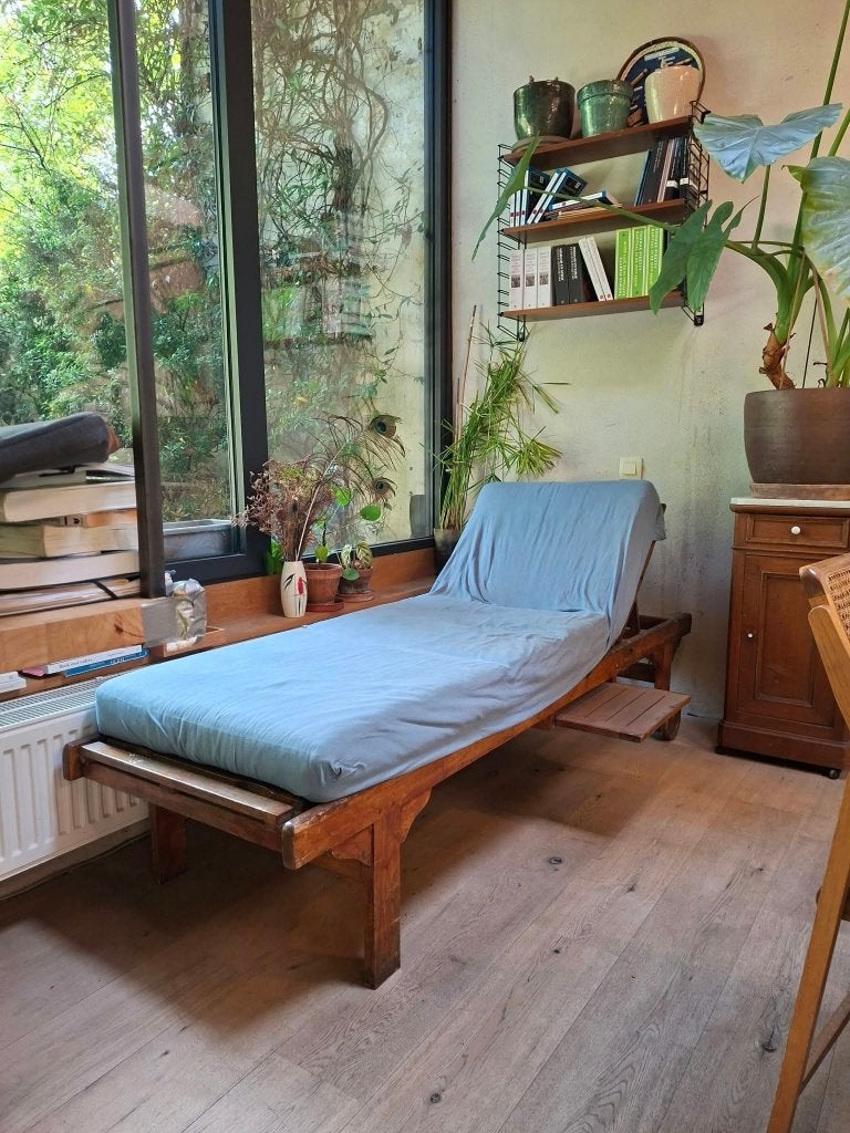 Vintage daybed/tuinstoel, Huis en Inrichting, Ophalen, Gebruikt, Eenpersoons, Minder dan 150 cm