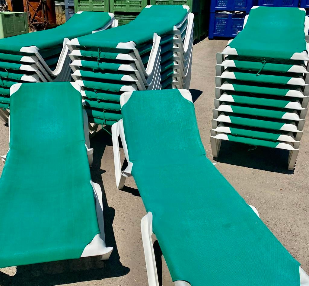 Ligbedden Balliu. Strandzetels, Tuin en Terras, Ligbedden, Gebruikt, Kunststof, Verstelbaar, Ophalen