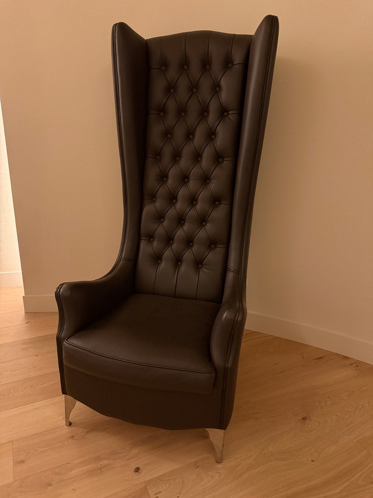 Design Fauteuil 2x Formenti Italia bruin leder z.g.a.n., Huis en Inrichting, Ophalen, Zo goed als nieuw