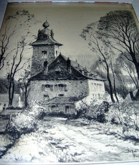 « Papenkasteel » à UCCLE – Illustration ancienne, Ophalen, Architectuur, Ingelijst