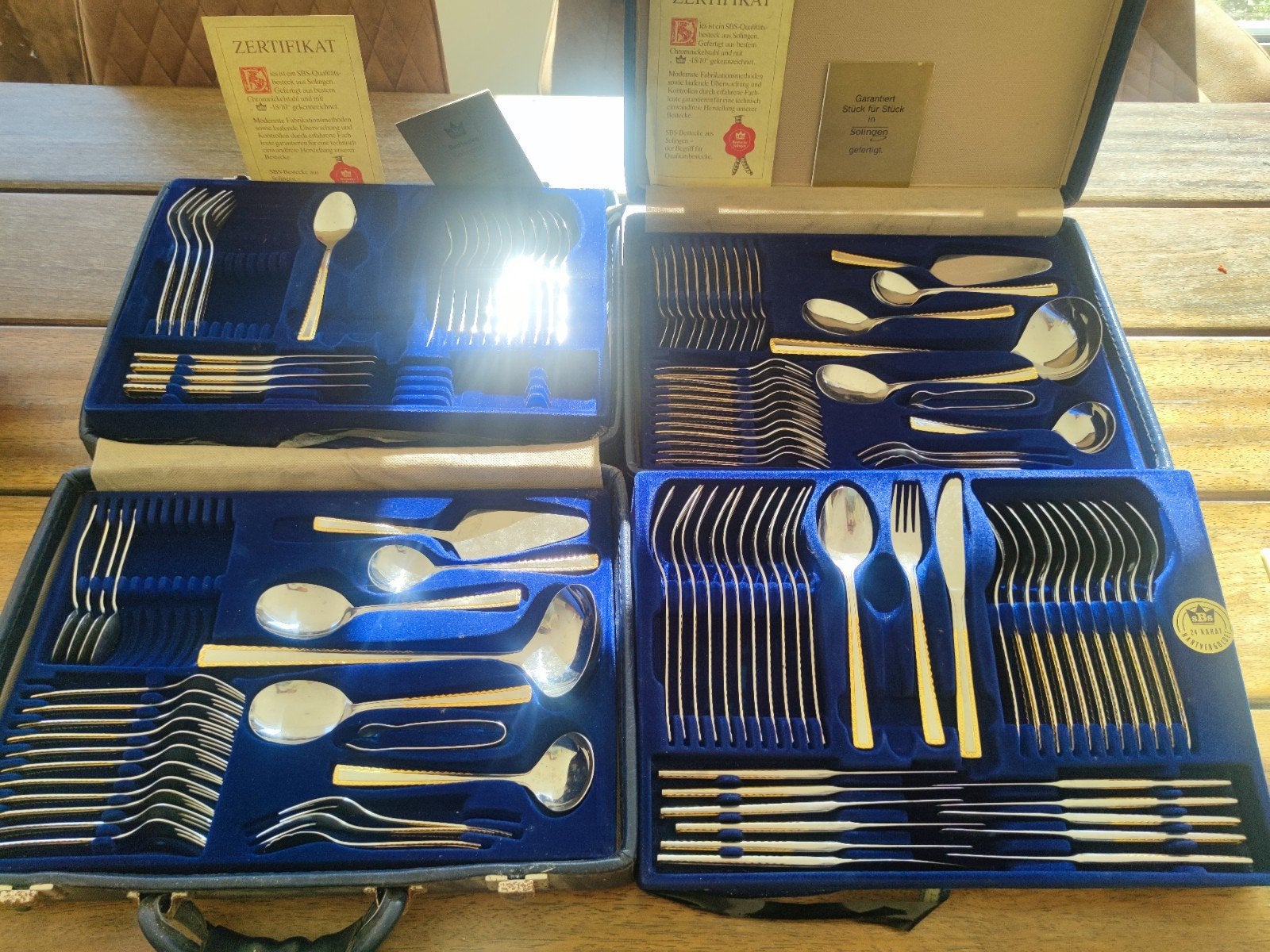 SBS Solingen bestek koffer 24 karat met echtheid certificaat, Enlèvement ou Envoi