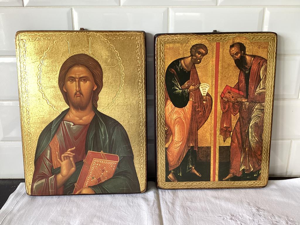 Vintage 4 prachtige iconen, Antiek en Kunst, Antiek | Religieuze voorwerpen, Ophalen of Verzenden