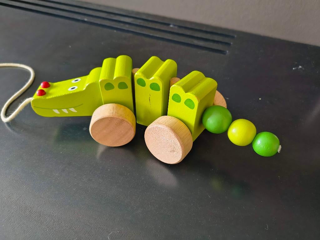 trekfiguur - krokodil - hout, Ophalen of Verzenden, Gebruikt, Duw- of Trekspeelgoed