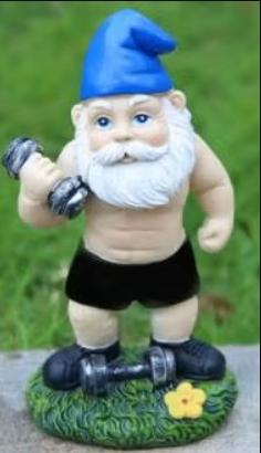 Belle statue de jardin Haltérophile Leprechaun bleue (15 cm)