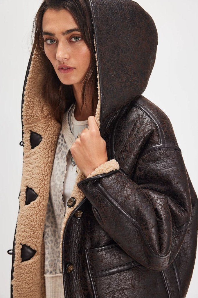 Free People We The Free Apres Reversible Winter Jacket, Kleding | Dames, Jassen | Winter, Bruin, Verzenden, Maat 42/44 (L), Nieuw