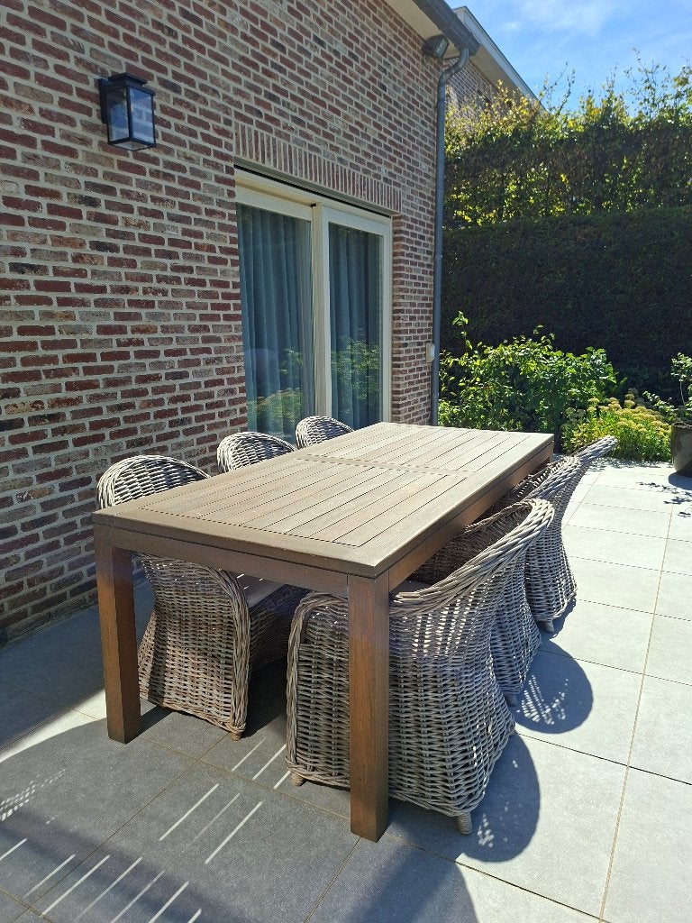 Tuintafel met 6 stoelen, Tuin en Terras, Ophalen, Gebruikt, 6 zitplaatsen, Tuinset