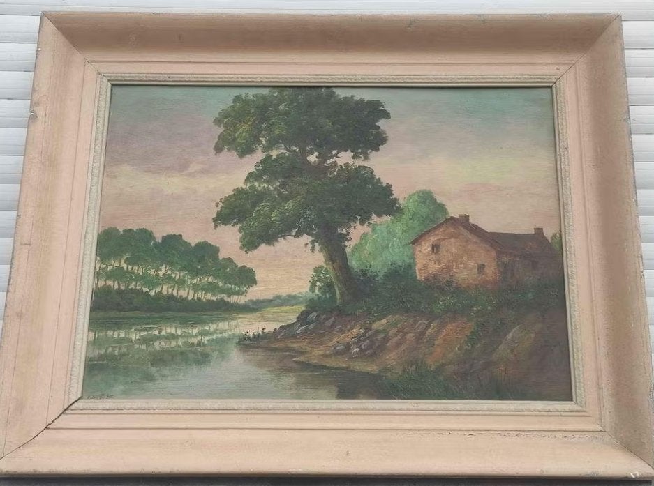 Huile sur panneau signe Gustave pynaert, Antiquités & Art, Enlèvement, Panneau