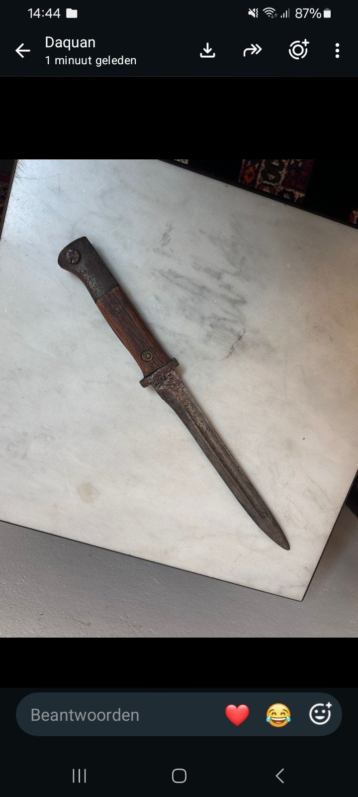 2 bajonetten te koop. zonder schede.  1 met nr, Collections, Enlèvement ou Envoi