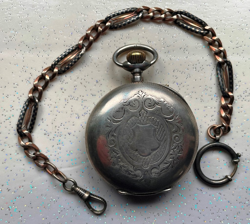 Louis ROSKOPF horloge in sterling zilver, zeldzaam, Ophalen, Zakhorloge, 1900 tot 1930, Met ketting
