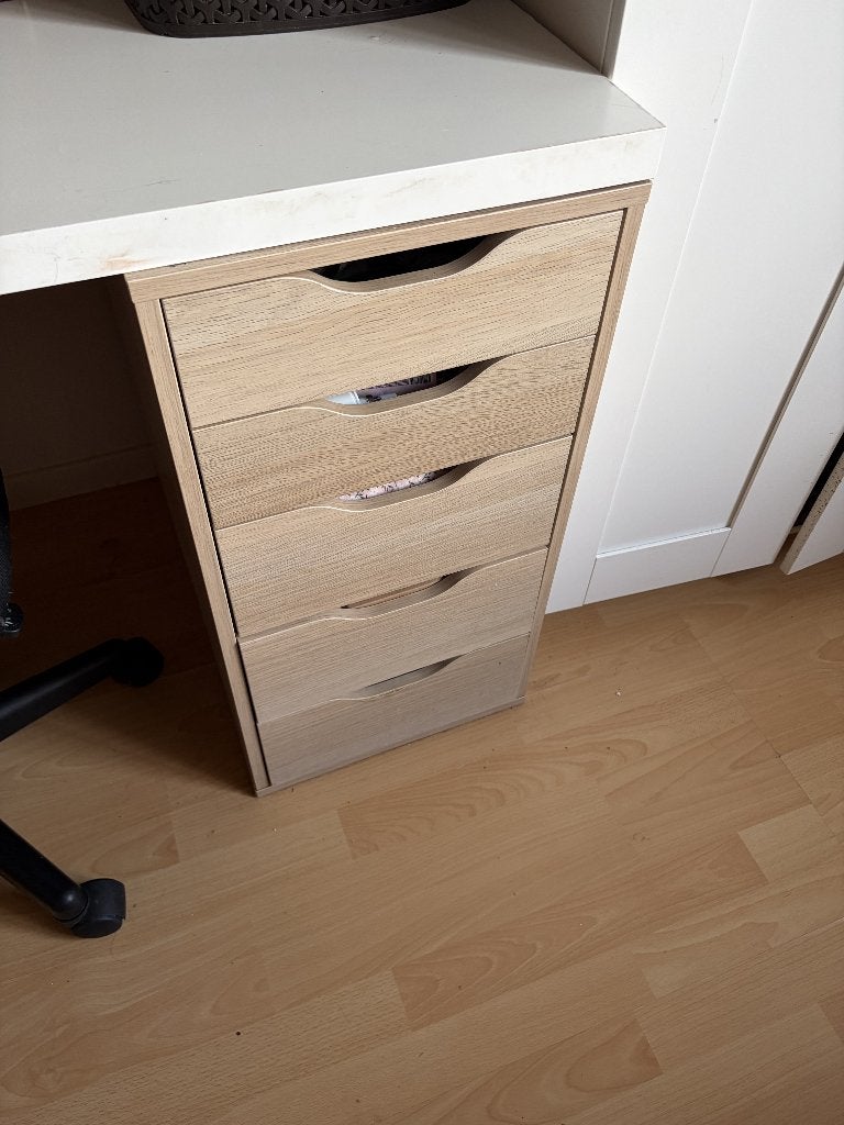 Bureau IKEA 140x70 cm + caisson 5 tiroirs, Autres types, Autres styles, Utilisé, IKEA