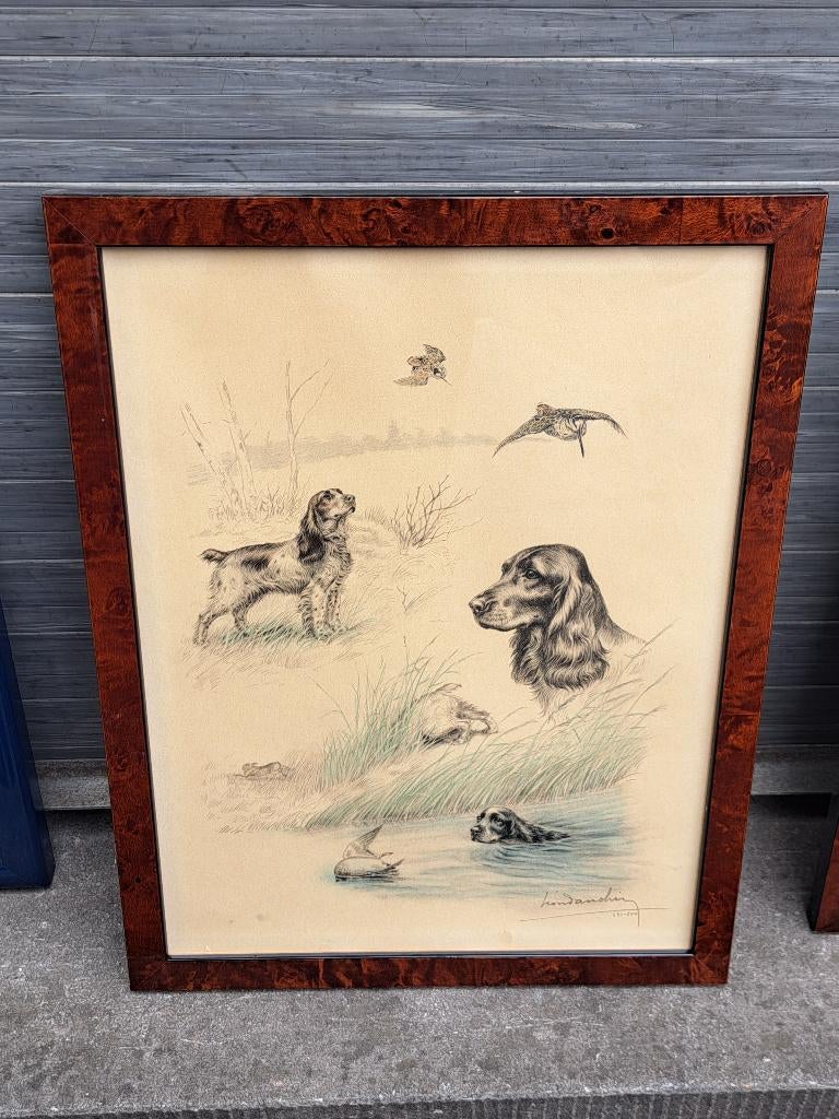 lithographie signe leon danchin, Ophalen of Verzenden