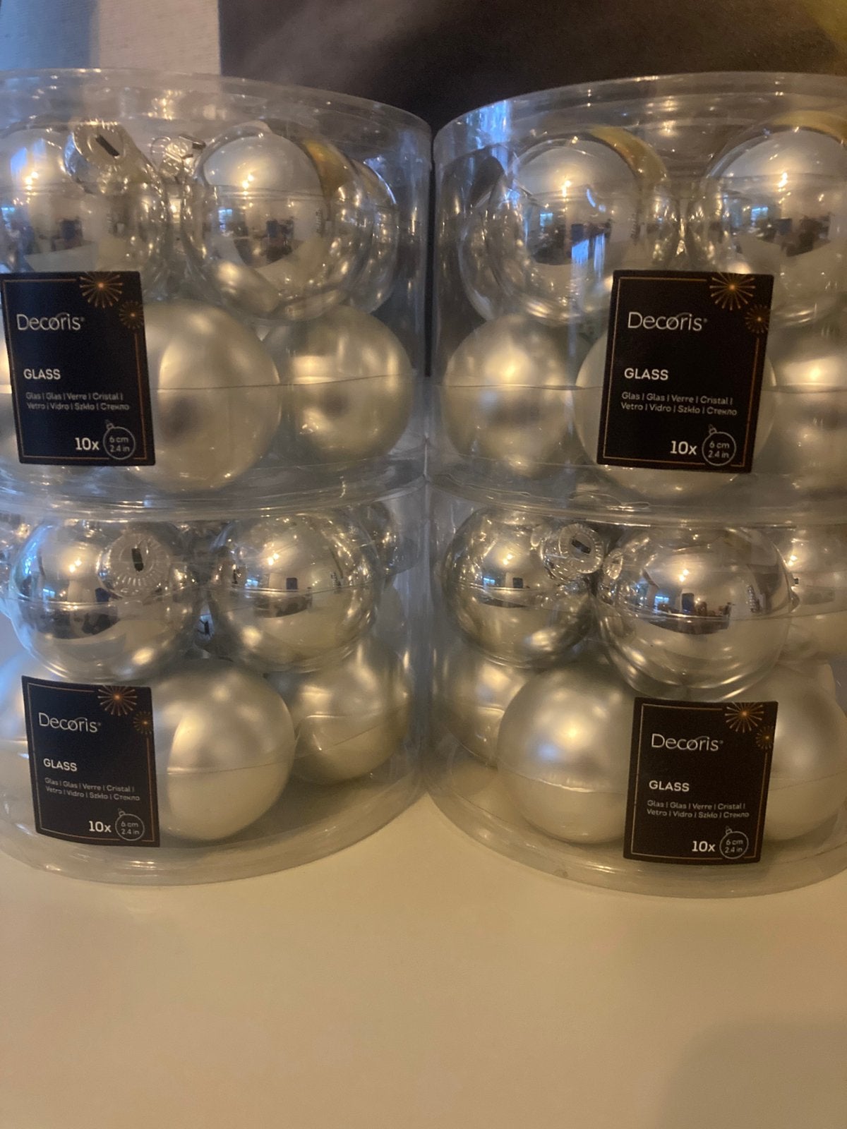 40 nieuwe glazen. Zilveren kerstballen Decoris 6cm, Ophalen of Verzenden, Nieuw
