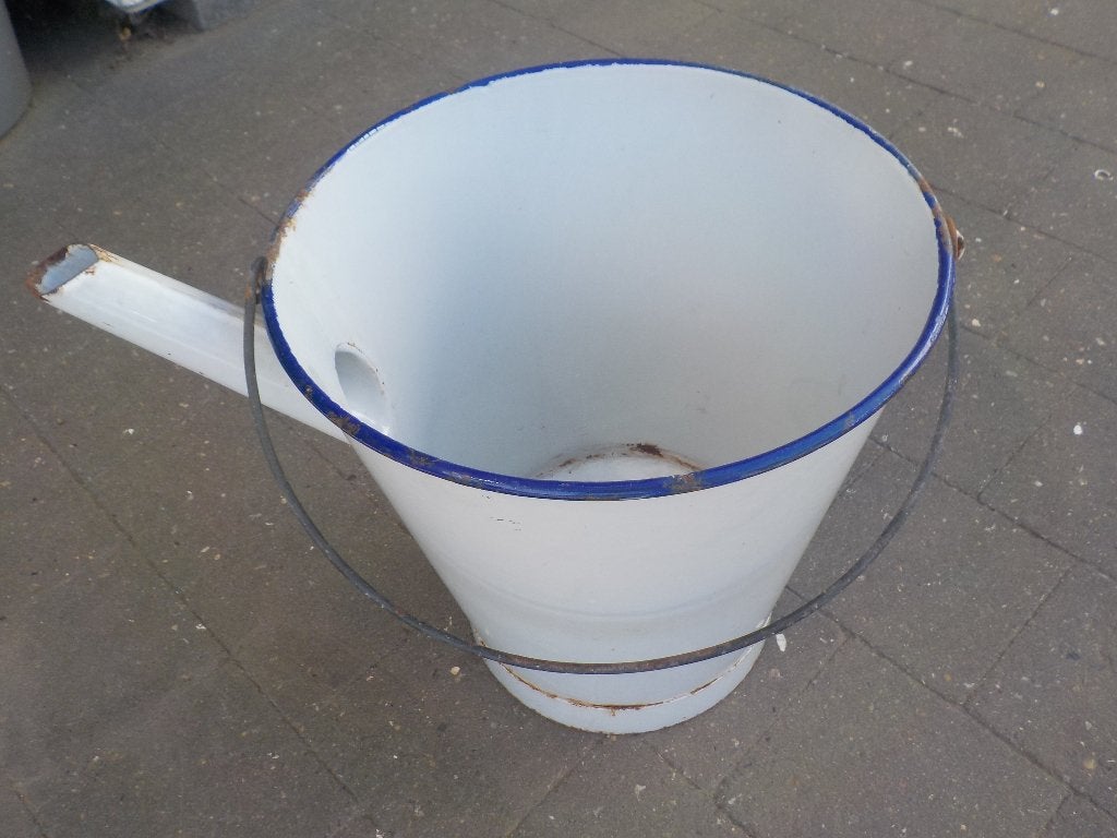 Vintage franse witte emaille waterkan, Antiek en Kunst, Ophalen
