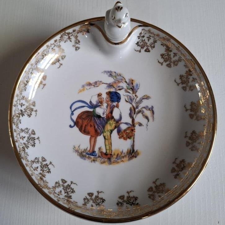 Oud Frans kinder warmhoudbordje met kinderen, Limoges, Antiek en Kunst, Antiek | Porselein, Ophalen of Verzenden