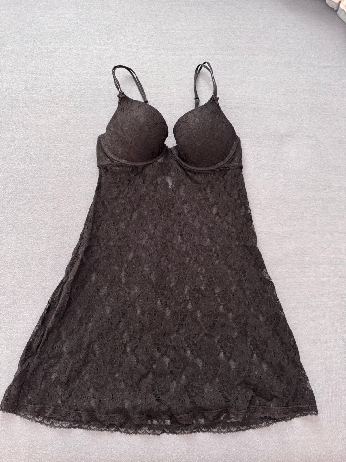 Zwart kanten bh / lingerie / babydoll - maat 38 / cup B, Kleding | Dames, Ondergoed en Lingerie, Verzenden, Zwart