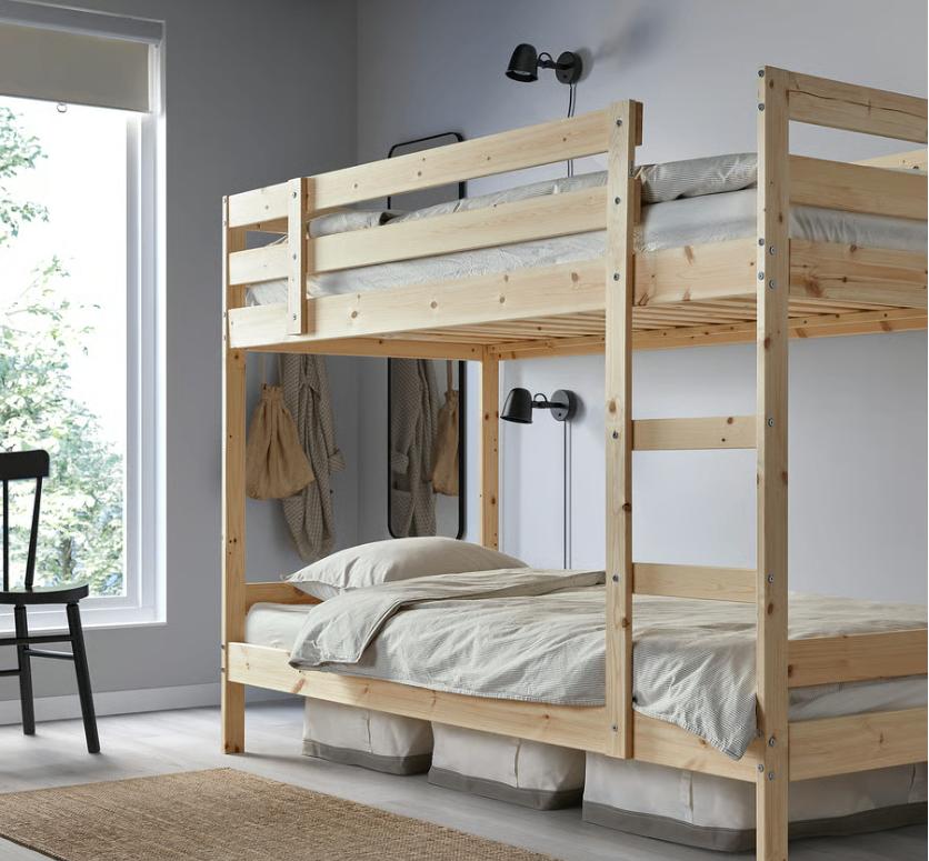 Grenen stapelbed MYDAL (Ikea), Ophalen, 90 cm, Eenpersoons, Zo goed als nieuw