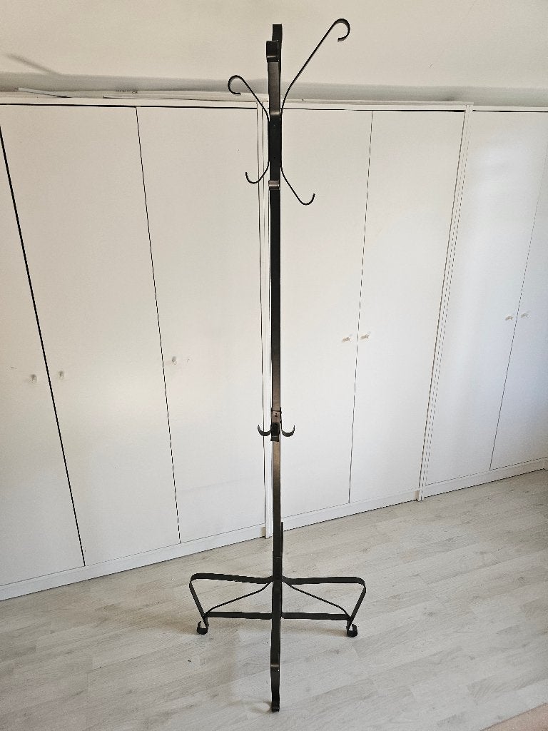 IKEA PORTIS staande kapstok zwart metaal 187 cm, 12 haken, Maison & Meubles, Comme neuf, Métal, Portemanteau sur pied, 150 à 200 cm