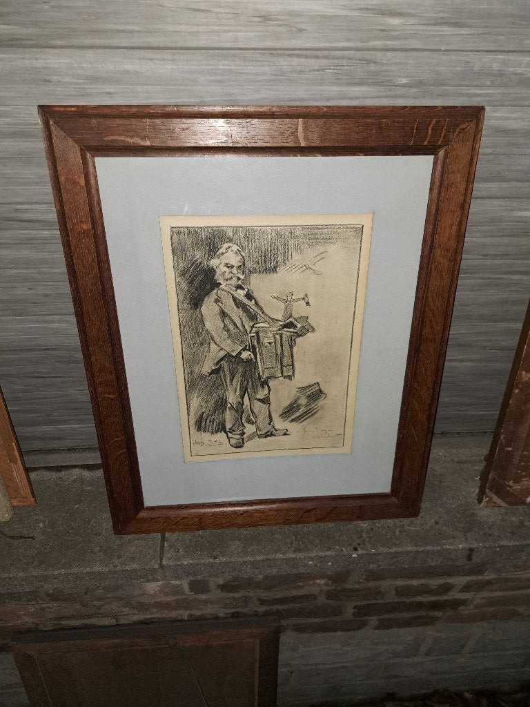 lithographie le joeur d orgue signe louis titz, Enlèvement ou Envoi, Lithographie