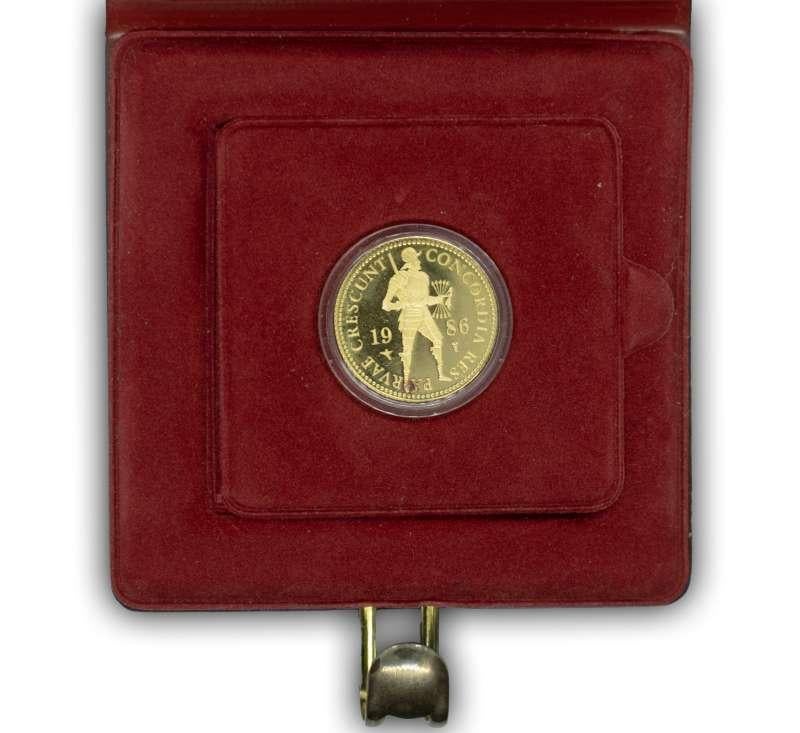 Nederland Gouden Dukaat 1986 in cassette, Ophalen of Verzenden, Goud