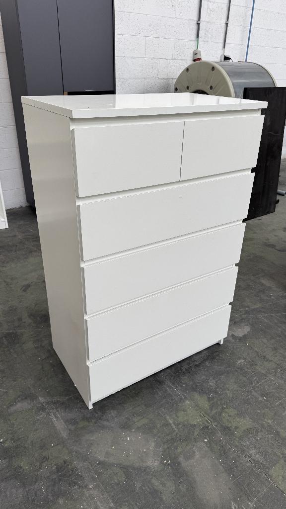 Commode 6 tiroirs, MALM, IKEA blanc, 80x48x123 cm, 25 à 50 cm, 5 tiroirs ou plus, Enlèvement, Utilisé
