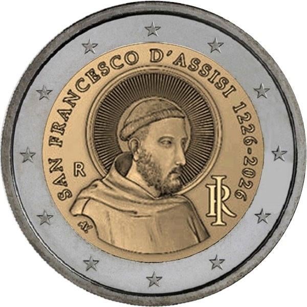 Italië 2026 - 2 euro - Franciscus van Assissi - UNC, Postzegels en Munten, Ophalen of Verzenden, Italië, 2 euro, Losse munt